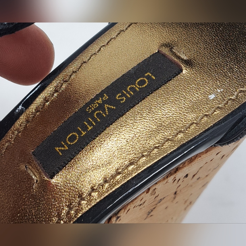 Louis Vuitton Monogram Denim Wedge Platform Ankle Wrap Pumps Shoes 7.5 / 37.5 EU - Picture 15 of 16